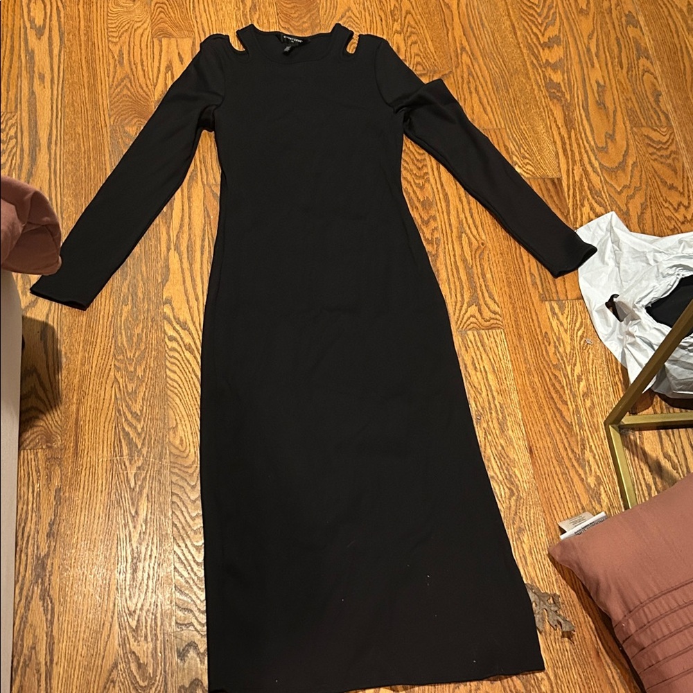 White House Black Market Black Cutout Long Sleeve Dress
